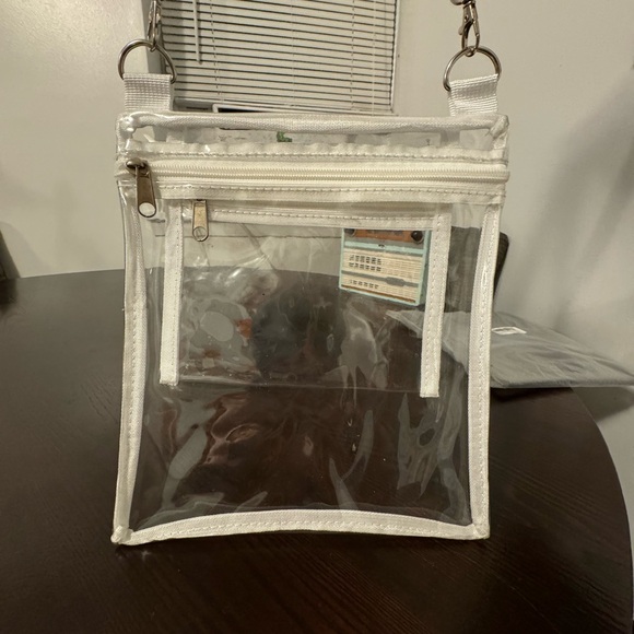 Clear Crossbody Bag with Zipper Inside Pocket Stadium Approved Transparent White - Picture 4 of 15